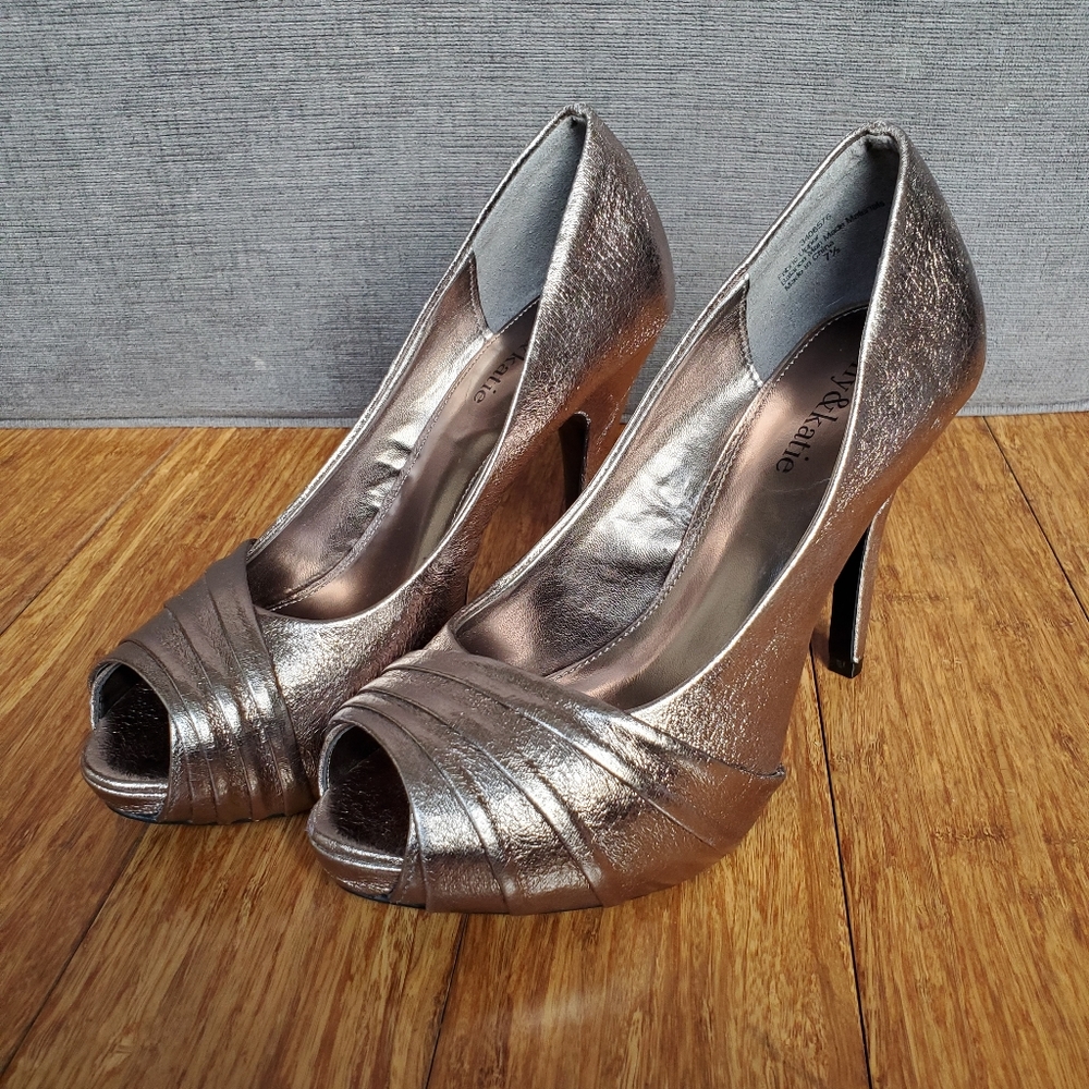 Pewter Open Toe Heels